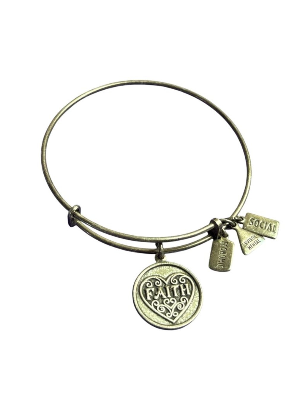 Wind & Fire Faith Charm Bangle Bracelet 2014 Silvertone